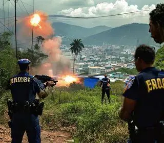 policiais a tiros em Santos